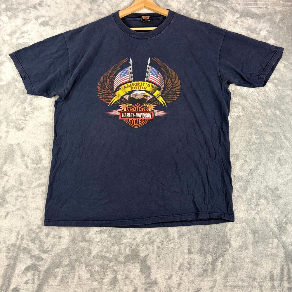 Vintage 2000 Harley Davidson "American Pride" Eagle T-shirt Men's 2XL Blue